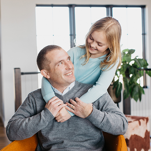 Kevin from Finance at home with daughter